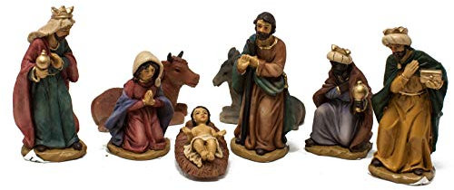 Joy Christmas Natività in Resina Completa 9 cm Set 8 Pezzi Presepe - 48200