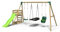 Rebo® Children's Wooden Swing Set Plus Deck and Slide - Halley Green | OutdoorToys | Kids' Playset - Sturdy Construction, Pressure Treated Timber, Soft-Feel Ropes