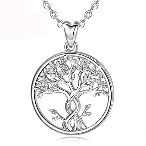 GYXYZB 925 Sterling Silver Tree Of Life Necklace Solid Silver Twisted Rowan Tree Charm With Silver Chain Or Pendant Only with 20 inch chain
