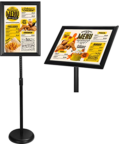 Belle Vous Schwarzer Plakathalter A3 Verstellbarer Infoständer - Bodenständer aus Aluminium - Aufsteller A3 - Klapprahmen A3 für Hoch- und Querformat - Für Hochzeiten, Messen, Einzelhandel & Menüs
