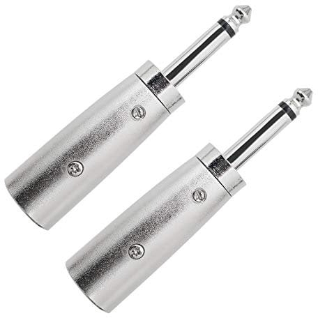 Create idea 2x 3 Pins XLR to 1/4Inch Adapters, XLR Male Socket to 6.35mm Male Jack Mono Plug Conversion Connectors Silver for Microphone Audio