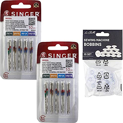Singer 20 Original Nähmaschinen Nadeln Sortiment 2020 Stärke 70/09 80/11 90/14 100/16 für gewebte Stoffe