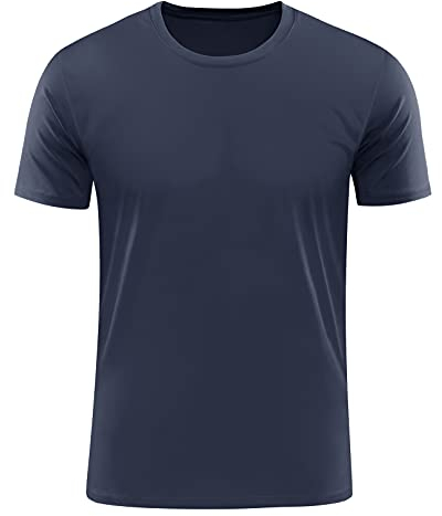 KEFITEVD Rashguard Herren Kurzarm UV Schutzkleidung Dünn Leicht Polyester Sport Outdoor Top Männer Sommer T-Shirt Dunkelblau M