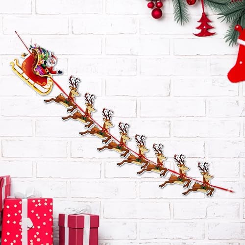 Premium Wiederverwendbare Weihnachtsdeko Innen - Girlande Weihnachten, Deko Weihnachten - Weihnachtsmann Deko, Schlitten Deko - Banner Weihnachten, Weihnachtsdeko Fenster, Santa Claus Deko, Christmas