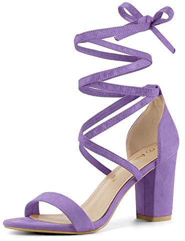 Allegra K Sandales à Gros Talons Ouvertes à Lacets pour Femmes Mauve 40