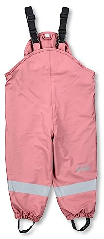 Sterntaler Matschhose gefüttert, wasserdicht, verstellbare Träger, Druckknöpfe zur Weitenregulierung, reflektierendem Logo, Reflektor-Streifen und Microfleecefutter – perlrosa – Größe 128