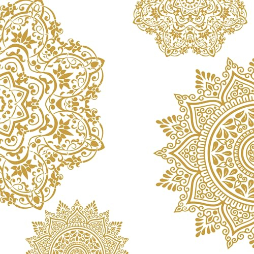 PLIGREAT 4 Stück Boho Halbes Mandala Wandtattoo für Schlafzimmer Wohnzimmer Kleiderschrank Sofa Fernseher Hintergrund Wandbild Dekor Mandala Großformat Haus Innen DIY Modern Kunst Wandsticker