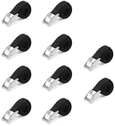 10 Pcs Ratchet Straps with Quick Release Cam Bukle Heavy Duty Tie Down Straps Rustproof Fastening Ratchet Lashing Straps for Motorcycles, Bicycles, Luggage, Packages (50x2.5cm)