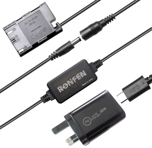 RONFEN DR-E6 DC Coupler LP-E6 LP-E6N Dummy Battery USB-C Cable PD Adapter Kit ACK-E6 AC Power Adapter for Cameras Canon EOS R7 R6 R5 R 90D 80D 7D Mark II 70D 6D 60D 5D Mark IV 5DS 5DS R, Fully-Decoded