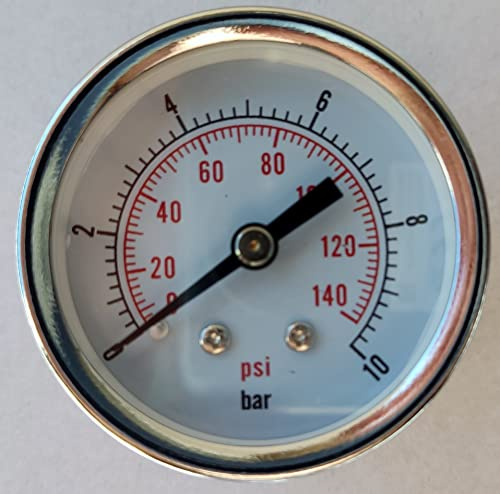 Manometer für Hauswasserwerk Druckanzeiger 0-10 BAR Anzeige Metall Gehäuse verchromt - Anschluss 1/4 AG