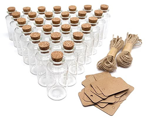 Goiio 50 Pieces 30 ML Glass Bottles with Cork Stoppers Mini Small Glass Bottles, for Wedding Favors, Crafts Home Decorations