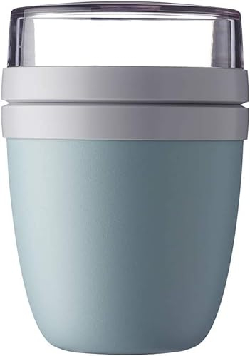 Mepal - Lunchpot Ellipse - Nordic Green – 500 ml praktischer Müslibecher, Joghurtbecher, To go Becher – Geeignet für Tiefkühler, Mikrowelle und Spülmaschine, 700 ml