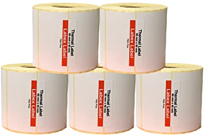 Pack 5 Rouleaux Étiquettes Thermiques 60x40 mm – 3750 Étiquettes – Thermique Directe – Adhésif Permanent – Compatible Zebra, TSC, Argox, Sato