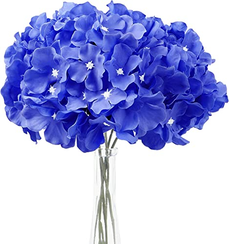 GEFIRE Hortensia 10 Piezas Azul Flores Artificiales Decoracion Flor Artificial, Flores de Seda Artificial para Boda Centros de Mesa Fiesta Proyecto DIY (38Cm/15In)