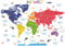 DECOWALL SG2-2301DE Weltkarte Wandaufkleber Kinder Kinderzimmer Wandtattoo Wohnkultur Kunst Reise Jungenzimmer Baby Internationales Farbposter
