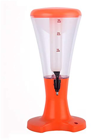 Bierturm-Getränkespender Bier Tower Dispenser 3L Kaltes Draft Bierturm Getränkespender mit Eisschlauch, LED-Lichter und Tap for Geburtstags-Partybar, Orange Bierspender/Bierturm