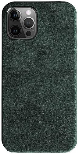 SERDAS Für Apple iPhone 12 und iPhone 12 Pro 6,1 Zoll Handyabdeckung, vollständig umwickelte Alcantara Handyhülle [Bildschirm- und Kameraschutz] (Farbe: grün)