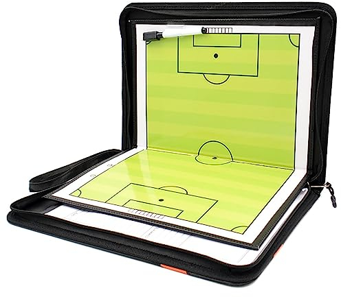 DELURA Magnetisches Fußball Taktiktafel mit Reißverschluss, Faltbares Fußball-Taktikbrett-Set, Magnetisches Trainermappe Fußball