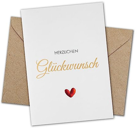 Sunflower Cards CLASSIC LINE Grußkarte mit Briefumschlag aus Kraftpapier (Herzlichen Glückwunsch)