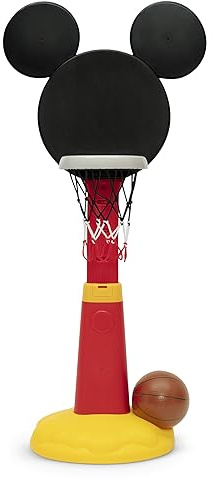 Delta Children Disney Mickey Mouse Plastic Basketball Set - Includes Basketball Hoop, 1 Basketball and Ball Pump, Red/Black
