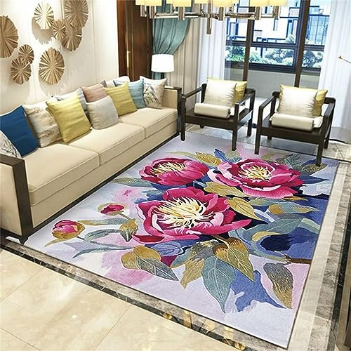 RUGMRZ Chambre parentale Moderne Décoration Florale Artistique Tapis Chambre Bebe Fille 1 Couleur Rose Tapis Circuit Voiture tapie Salons Tapis de couloir300x400CM