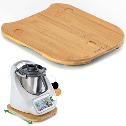 ANBOXIT Tabla Deslizante para Thermomix TM6/TM5, Base para Thermomix con Ruedas, Soporte para Bimby,de Bambú - Bambú