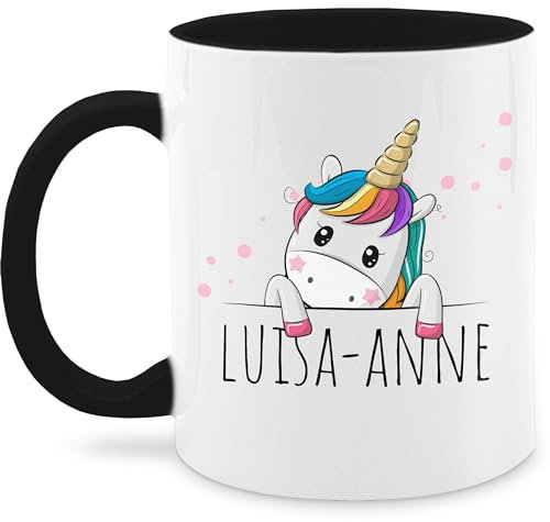 Tasse Tassen 325ml - Einhörner - Geschenk Einhorn Süß - 325 ml - Schwarz - einhorntasse einhorntassen unicorn unicorno kaffeetasse personalisierte geschenke mädchen einhornbecher kinder unicorns
