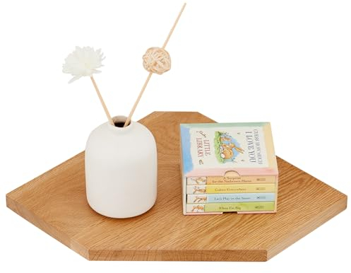 TREOAKWIS Étagère d’Angle Flottante en Chêne Rustique avec Extrémité Arrondie Petite étagère d'angle Murale Haut-parleurs, Livres, décorations Étagère d’Angle en Bois (Naturel, 18 CM)