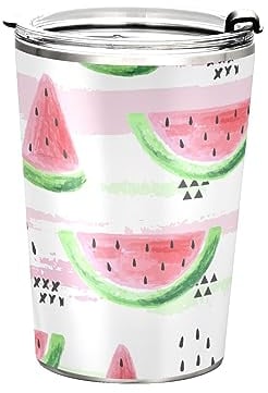 Anticsao Summer Watercolor Watermelon Tumbler with Lid and Straw, Insulated Stainless Steel Tumbler Cup, Double Walled Travel Coffee Mug Thermal Vacuum Cups for Hot & Cold Drinks 12oz