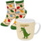 Gruss & CO Tasse-Socken-Set Motiv Dino | Geschenkset mit 1 Tasse und 1 Paar Socken, Größe 36-40, in Geschenkbox | Geschenk Winter, 51158