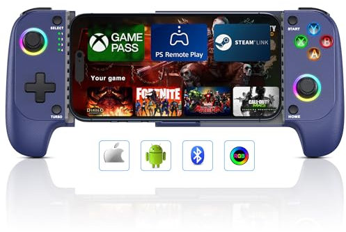 Elegamefy Smartphone Controller for iPhone/Android, Phone Controller Support Mobile Phone Case, with No Dead Zones Joystick, Led Light, Turbo Mobile Phone Controller