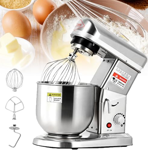 HNBYLMM Kitchen Stand Mixer, Electric Food Mixer with Stainless Steel Bowl, 3 Speeds Commercial Kitchen Mixer for Daily Use with Egg Whisk,Dough Hook,Flat Beater,10L