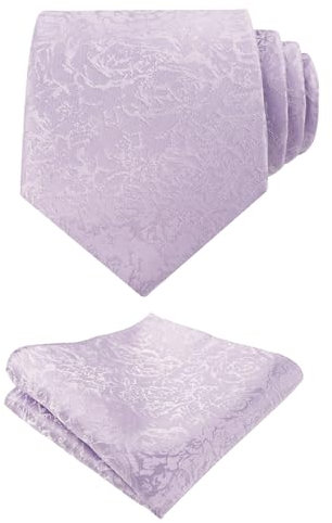 Alizeal Corbata y pañuelo para hombre con estampado floral y bolsillo cuadrado, clásico, formal, para negocios, boda, corbata y pañuelo, 145-lila