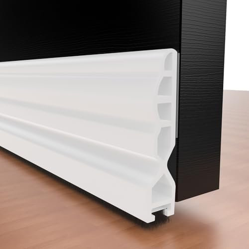 CEVILLAE Zugluftstopper für Türen 100cm Türdichtung Unten mit Türbesen Selbstklebend Zugluftstopper Tür Luftzugstopper Türbodendichtung