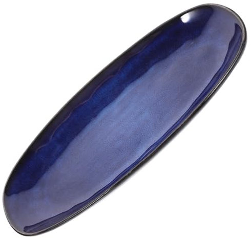 CRAFTHROU Assiette à sushis Plateau Plat de Service de Poisson Plats de Service Assiettes en Porcelaine Assiettes de Table Assiette de présentation Assiette de Service en céramique Blue