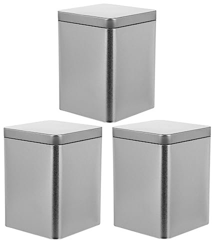 Cabilock 3er Set Teedosen aus Blech - Luftdichte Aufbewahrungsdosen für losen Tee/Kaffee/Kekse, 3 Stück Edelstahl-Dosen mit Deckel (10x8cm)