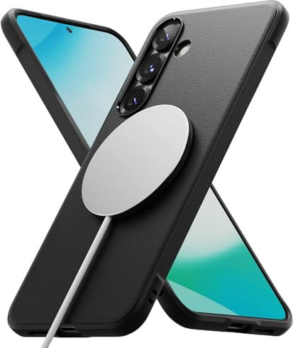 Ringke Coque Compatible avec Samsung S25 Plus [Onyx Magnetic] Magnétique Antidérapant Antichoc Protection Flexible Ultra Fine Souple Bumper Durable Étui Galaxy S25 Plus Case Accessoires - Black