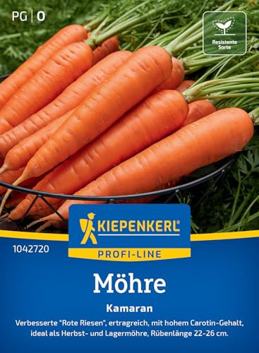 Kiepenkerl Profi-Line Möhrensamen Kamaran 1042720 - Gemüsesamen für Möhren mit einer Rübenlänge von 22 bis 26 cm und einem Inhalt für 6 bis 7 lfd. Meter - Saatgut