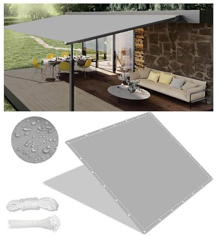 Vela Ombreggiante Impermeabile Tenda da Sole per Esterno Vele Ombreggianti Rettangolare Telo Parasole con Fune Occhiellato Protezione UV Tenda Vela per Giardino Balcone Terrazza 3x3M Grigio Chiaro