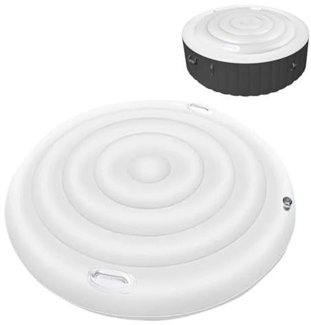 Runde Whirlpool Abdeckung 160CM, Aufblasbare Abdeckung für Whirlpools Universal Aufblasbare Whirlpoolabdeckung mit Griffen und Aufblasventil Regenfest Schneeschutz Weiß Runde Abdeckung