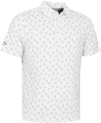Callaway Golf Mens All-Over Large Chev Polo Shirt - Bright White - XL