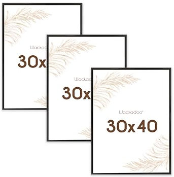 Wackadoo Bilderrahmen 30x40 Schwarz 3er Set Fotowand Fotorahmen mit Glasscheibe Kunststoff Picture frame Posterrahmen