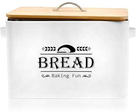 Jolitac Brotbox im Bauernhaus-Stil für Küchenarbeitsplatte, platzsparender Brotbehälter mit Holzdeckel, rustikaler Vintage-Organizer für kleine Küchen und Arbeitsplatte, Geschenk (L x B x H): 31 x 19