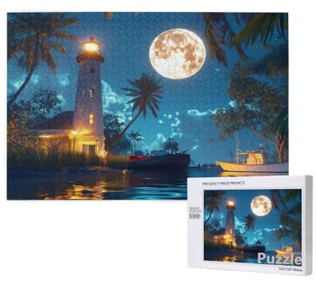 Leuchtturm Puzzle 3000 Teile Erwachsene, Groß Puzzle Boot Muster Design, Holz Jigsaw 122x81cm Size mit Geschenkboxverpackung, Wanddeko Wohnzimmer, Geschenke für Frauen, Geschenke für Männer,Model996
