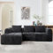 Modernes Ecksofa L Form Sofa, Couch mit Schlaffunktion, Modulares 3 Sitzer Sofa Couch für Wohnzimmer, Schlafzimmer, Apartment, Schwarz