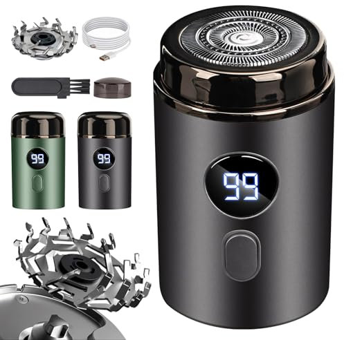 Bxdayyskr Shaver for Men Electric Mini Shaver, Waterproof Portable USB Rechargeable Razor with LCD Display, Washable Beard Trimmer for Men, Great for Travel and Home Use (Gray)