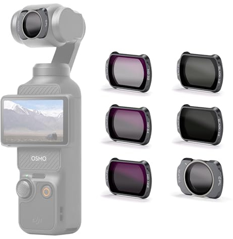 Tilta Pocket 3 Ultimate Filter Kit, 6er-Pack magnetische ND32/64/128, Black Mist 1/2, 1/4, Polarisationsfilter Kompatibel mit DJI Osmo Pocket 3, ND1.5/1.8/2.1, Black Diffusion, CPL-Filter TF-OP3-C