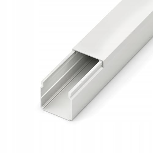 Canalina per cavi in PVC, 40 x 40 mm, lunghezza totale 2 metri, canale per installazione elettrica con copertura, colore: bianco