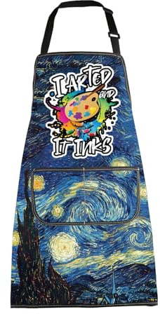 MBMSO Painting Artist Apron with Pockets Artist Painter Gifts Art Lover Gift for Art Teacher Student Painter Apron Waterproof, Night Apron-b, Standard