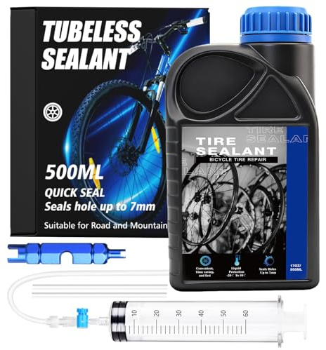 Scalnuvyyh Tubeless Milch, 500ml di sigillante Tubeless e siringa sigillante Tubeless sigilla rapidamente fori fino a 7mm, sigillante per pneumatici Tubeless kit di riparazione per MTB, pneumatici da